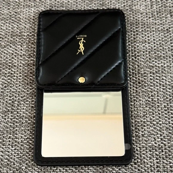 Yves Saint Laurent Beauty Square Compact Pocket Mirror Black New - Picture 3 of 14